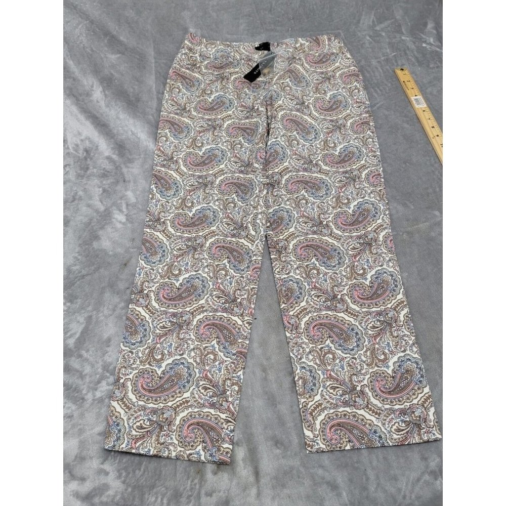 Talbots The Perfect Crop in Heritage Paisley pants size 8 pink, blue, brown NEW